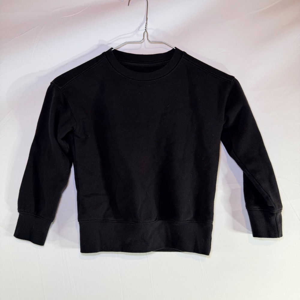 Athletic Works Boys Black Crewneck Sweatshirt Fleece Pullover XS 4-5
